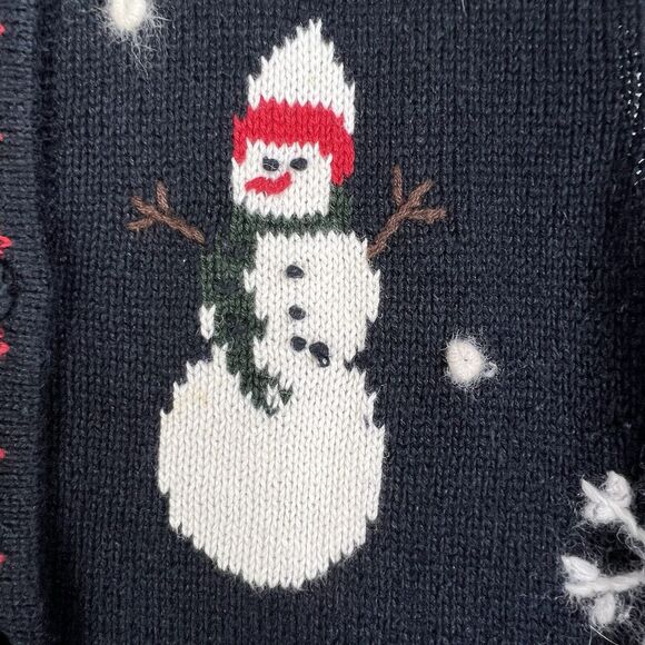 Nutcracker Womens Christmas Navy Blue Button Vest Sz M Snowman Angel Gingerbread - Picture 7 of 10